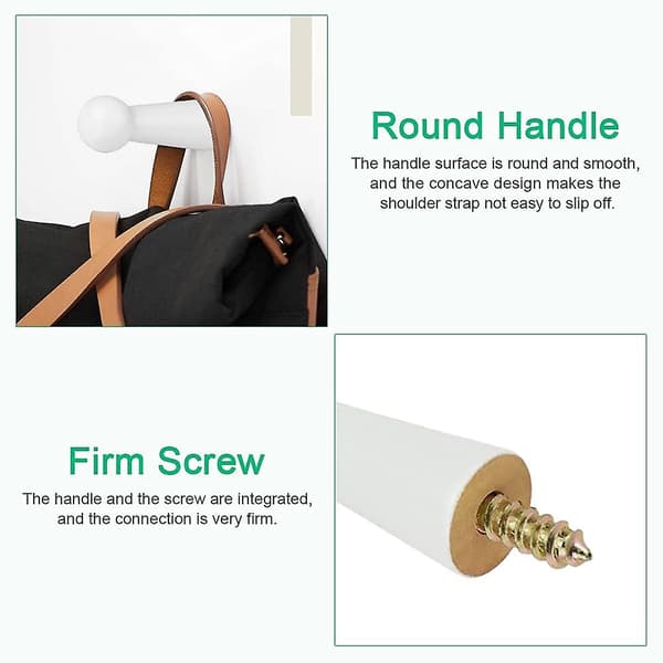 8 Pcs Screw-on Wall Hooks Natural Wood Solid Wood Hook White Wall Hooks With Screws Wall Coat Hook Wall Hooks For Hat Scarf Hanging
