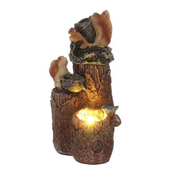 Mordely Resin Ducks Feature Fountain SQUIRREL power med ljus solar power with light