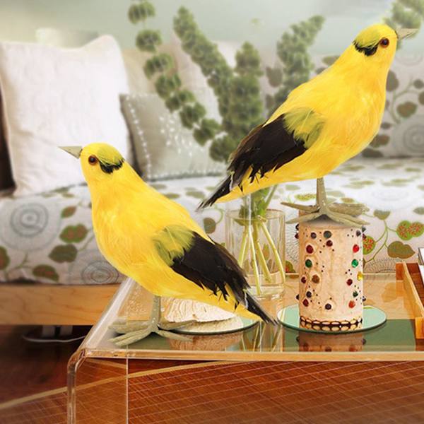 Bird Figurine Big Claws Real Feather Attachment Foam Stuffed Artificial Fake Oriole Sculpture Home Desktop Decoration For Living Room