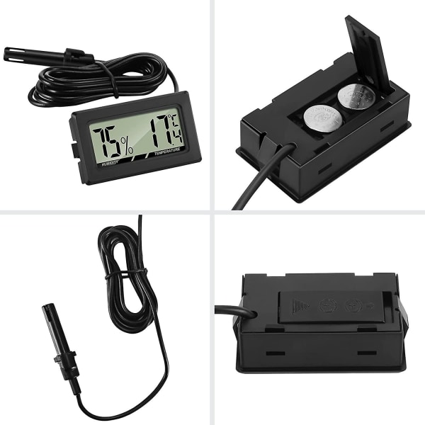 2023 3pcs Digital Thermometer With External Probe Hygrometer For Desktop Reptile Incubator