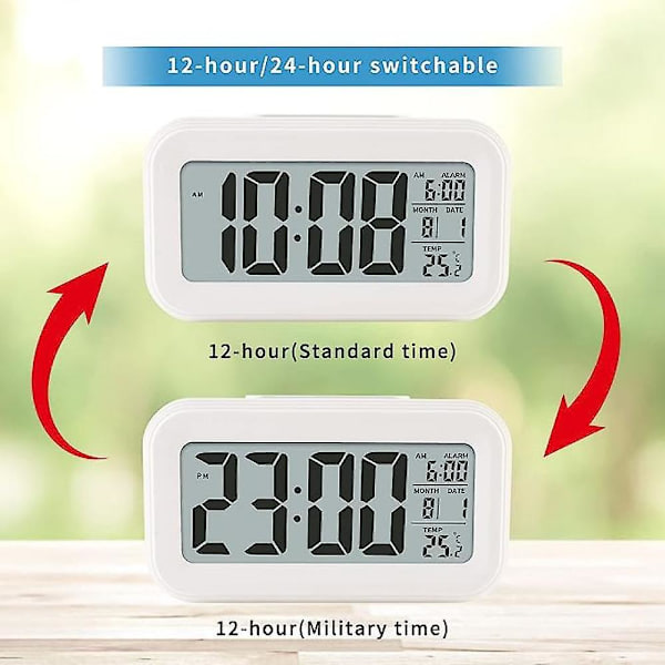 Rechargeable Silent Sleepy Electronic Alarm Clock Intelligent Nightlight Creative Student Digital Alarm Clock - White