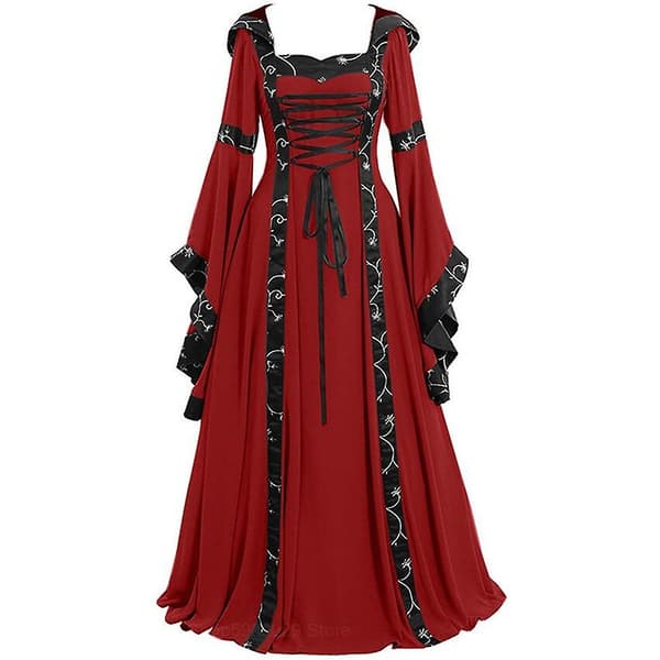 Ladies Square Neck Flared Sleeve S-5xl Blue 3XL-Medieval