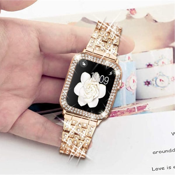 Mordely Klockarmband i metall med diamanter för Apple Watch gold 42mm