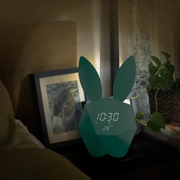 Mordely Alarm Clock Wall Clock, Night Light Table Clock Wake Up Light Cartoon Rabbit Bedside Table Lamp Gift Forkids Children Adults