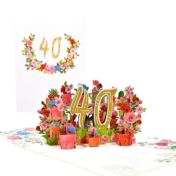 Grattis på jubileumskort 3D Pop Up gratulationskort 40TH 40TH 40th