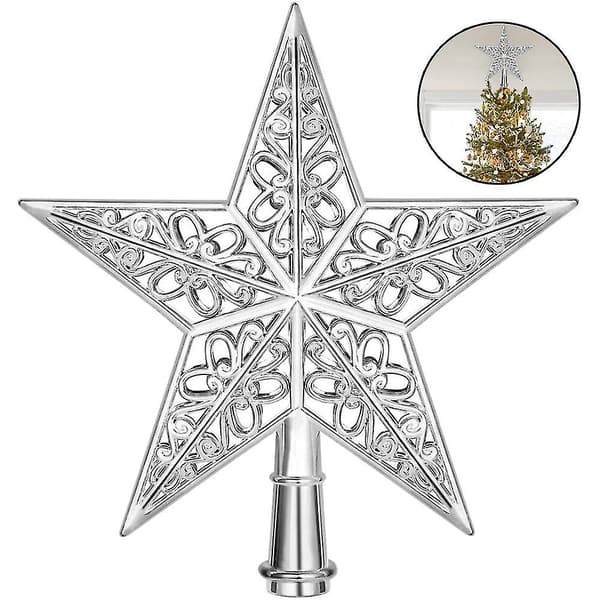 Christmas Tree Star Topper Glittrad heminredning Silver 20cm