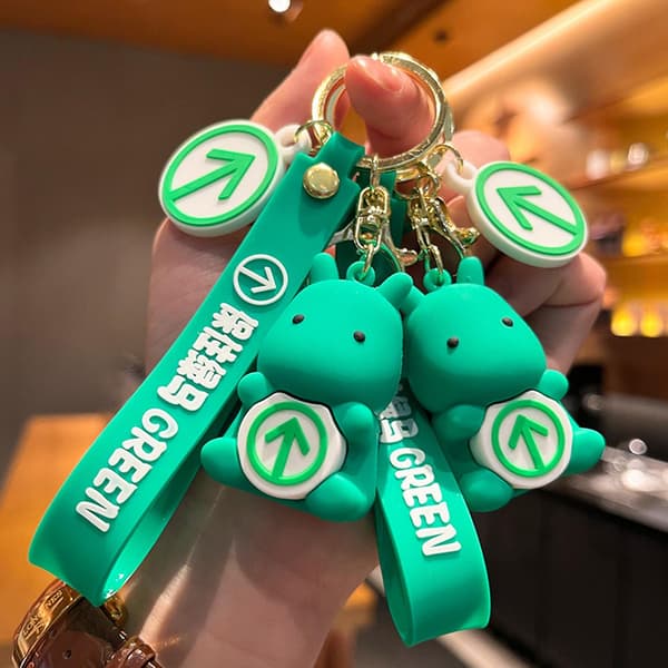2023 3pcs Creative Key Ring Anti-lost Cartoon Green Code Design Keychain Pendant Key Accessories