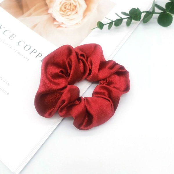 Satin Silk Hårslips Elastiska Scrunchies VINRÖTT wine red