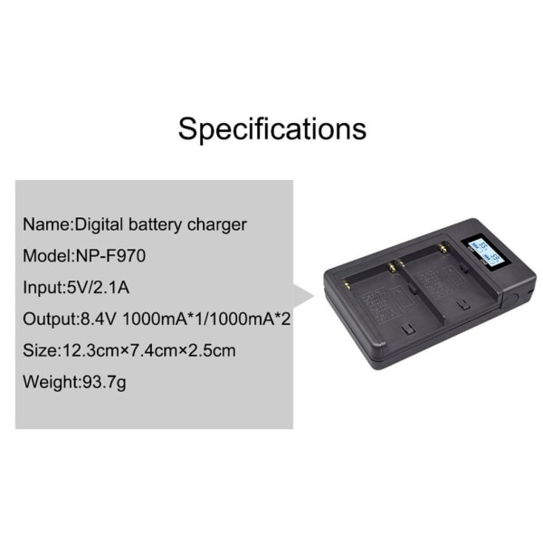 Mordely LCD batteriladdare för SONY F960 F970 F930