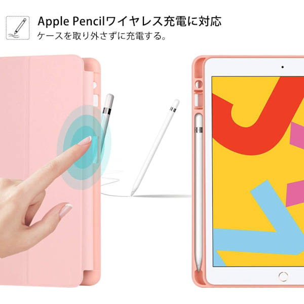 2023 New iPad 8th/7th Generation Case 10.2 with Pencil Holder, Protective Case with Auto Wake/Sleep, Trifold Stand for iPad 8th Generation, Rose Gold