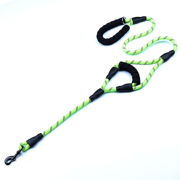 Dog Leash Traffic Padded Two Handles, Reflective Threads For Control Safety Training For Dogs