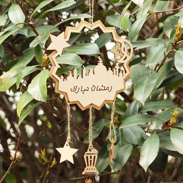 Mordely Eid Mubarak hänge träprydnad Ramadan Kareem dekoration