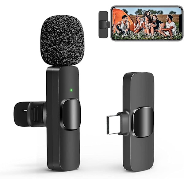 Trådlös Lavalier Microphoneusb-c, trådlös Lapel Mic för Android för Tiktok, Youtube, Vlog