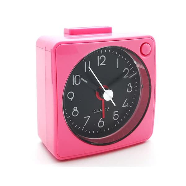 Mordely Mini Alarm Clock, Silent Sweep, No Ticking, Auto Back Light And Snooze Function, Travel Use (red/black Dial/black White Hands)