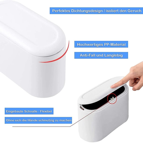 Mordely Press Lid Rubbish Dustbin Push Trash Can Table White Trash Can Mini Counter Top Trash Can Small Tabletop Trash Can For Kitchen