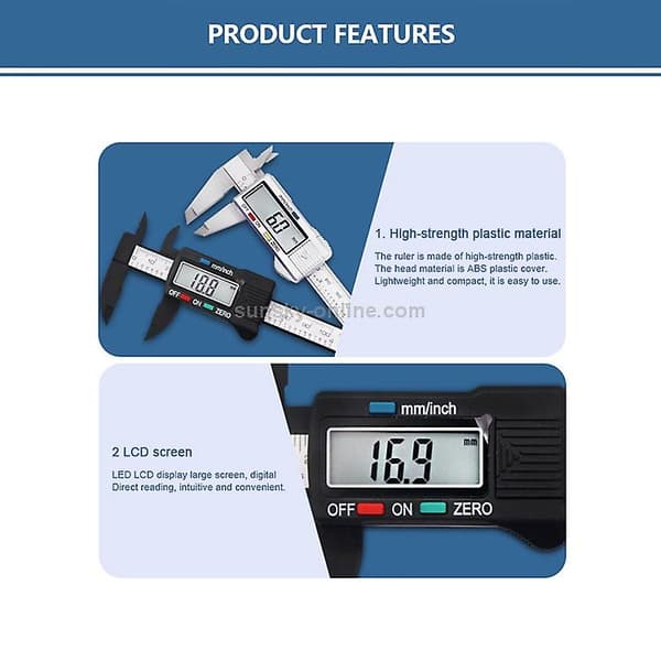 Mordely Plastic Fiber 100 Mm (4 Inches) Electronic Digital Display Vernier Caliper Plastic Box Packaging