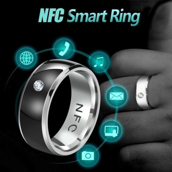 Mordely NFC Smart Ring Finger Digital Ring SVART 9 9 BLACK 9-9