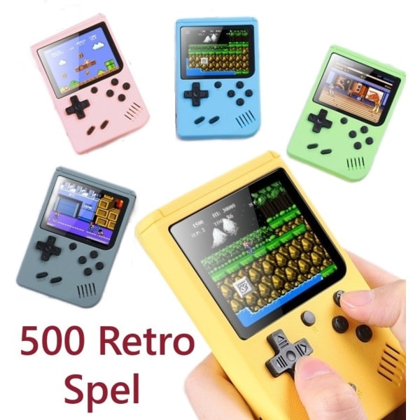 Mordely Klassiska spel Handhållna Retro videospel Gameboy Kids Gifts 500 Classic Game Retro videospel-Grå Grå