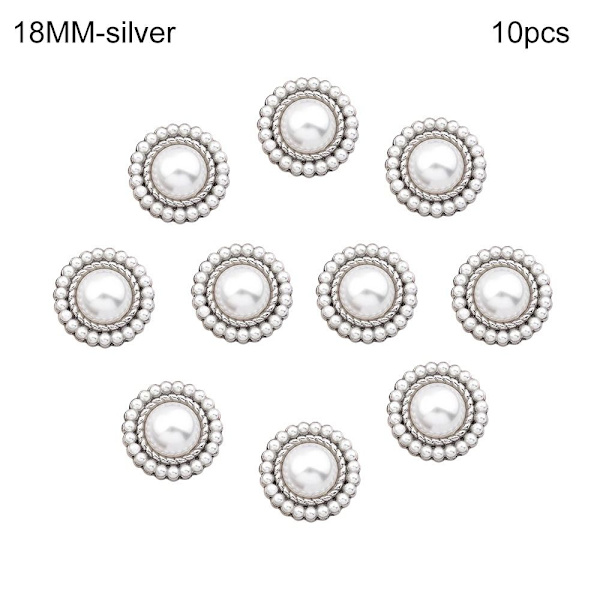 Mordely 10st Pearl Clothing Knappar Skjorta Knappar SILVER 18MM10ST silver 18MM10pcs-10pcs
