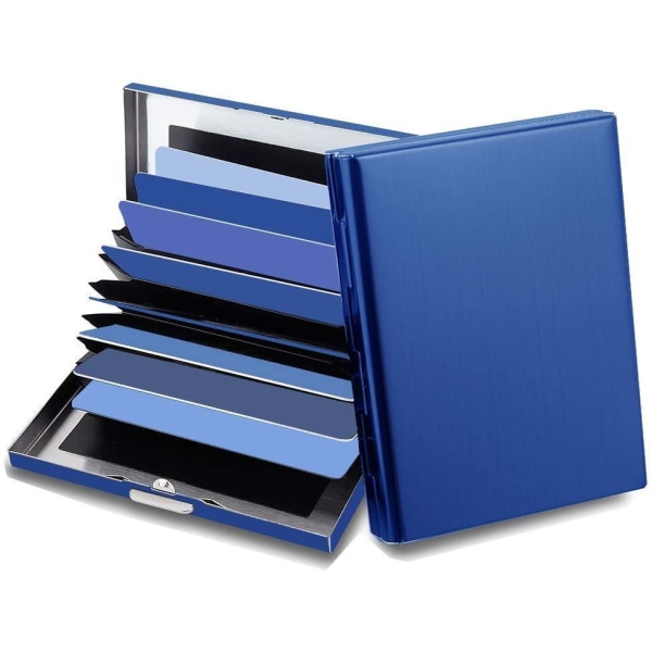 Mordely 10 Fack XL Design Rostfritt Korthållare för minst 10st kort blue