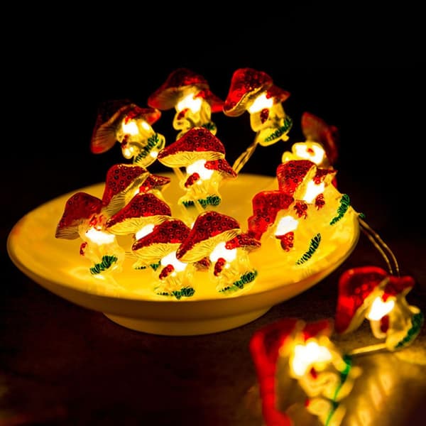 Mordely 3D Mushroom Lamp String Lamps Mushroom 3M BATTERIFLIMMAR 3M 3m BatteryFlickering