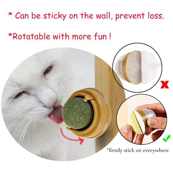 Mordely 4st Kattmyntabollar,Tandrengöring Kattmintleksak för katt, 5*4cm