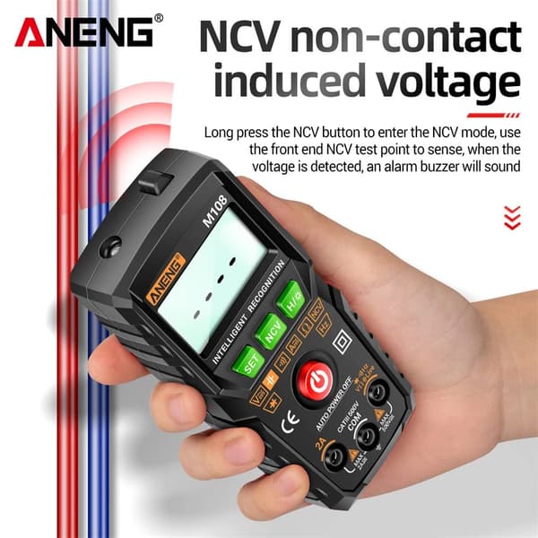 Mordely Digital Mini Smart Multimeter Strömspänningsmätare M108 SVART