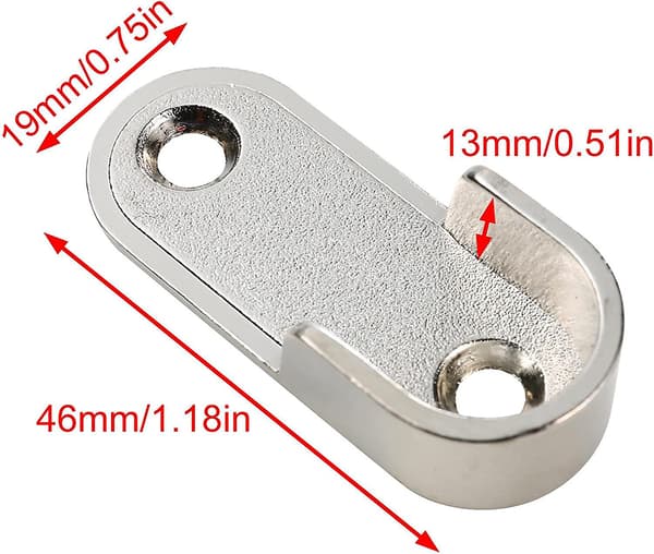 Mordely Wardrobe Clothes Tube Bracket Wardrobe Pole End Beam Thickening Bracket (2 Pack)