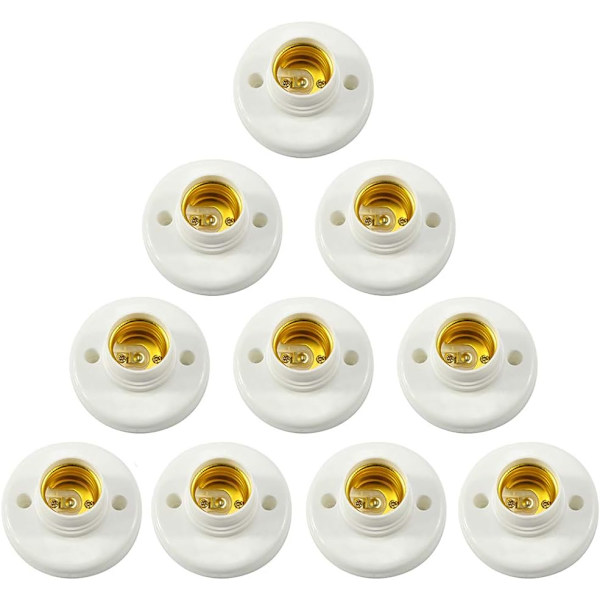2023 E27 Screw Lamp Holder Round Plastic Base Screw Bulb E27 Lamp Holder Base Lamp Holder Screw Bulb Socket Bulb Lamp Surface Fixing Holder 10PCS