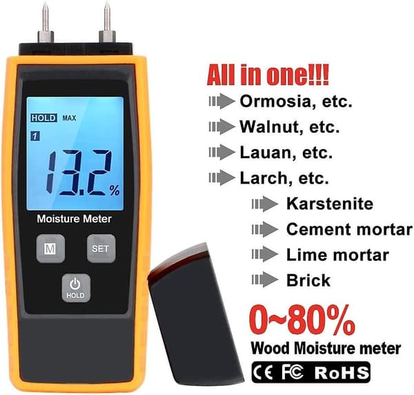 Moisture Tester, Xrclif Wall & Wood Moisture Tester, Leak Meter, Moisture, Cement Mortar, Moisture Content Detector With Lcd Backlight (yellow)