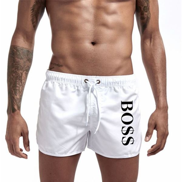 Mordely Boss Casual Fashion Strandshorts för män Badshorts xxxl white