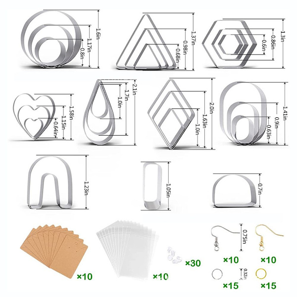 Mordely Polymer Clay Cutters Set Örhängeformar MOLDS 27PCS