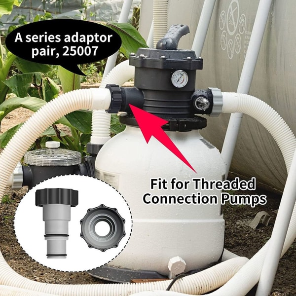 Gängade slanganslutningar Filterpumpar Adapter 1