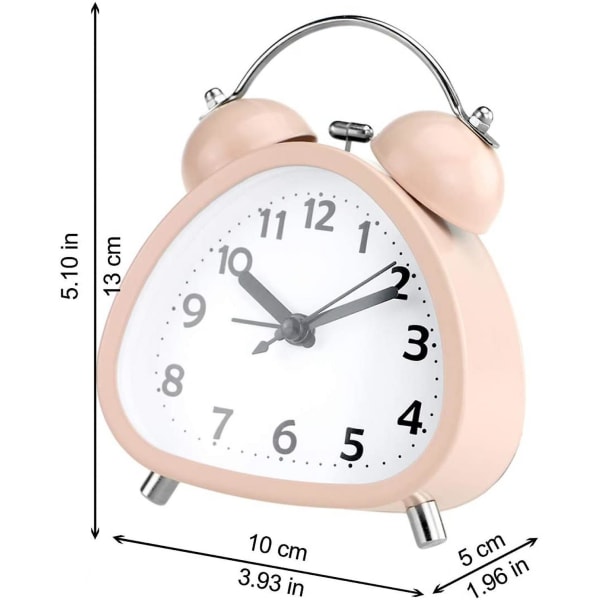 Mordely 3 Small Triangle Analog Twin Bell Alarm Clock For Bedroom Teen, Cute Alarm Clock For Kids, With Backlight And Loud Alarm Clock