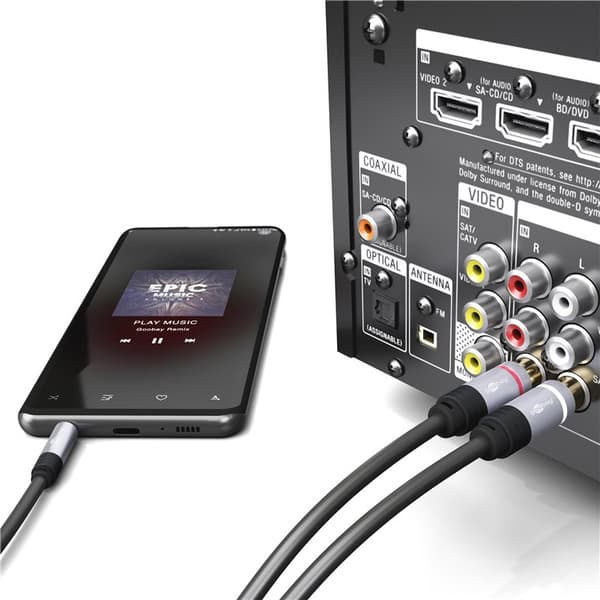 Adapterkabel för MP3-jack till RCA-ljud