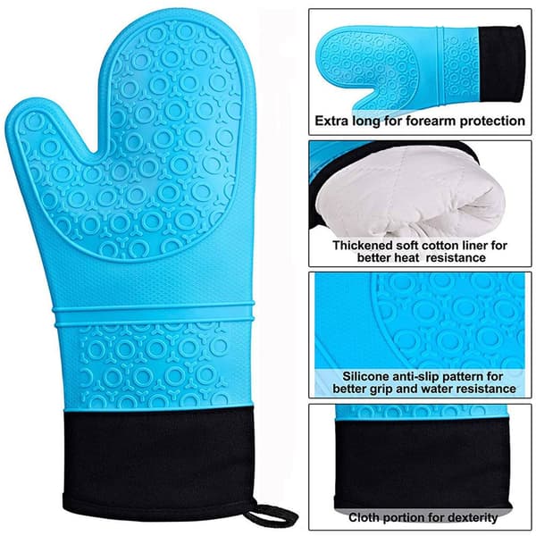 Mordely Halkfria ugnsvantar Matlagningssilikonhandskar Grey A pair-A pair