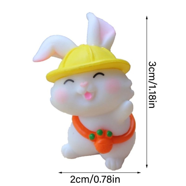 Mordely 1 set Miniatyr kaninstatyett Resin Bunny Statue 6PCS-A