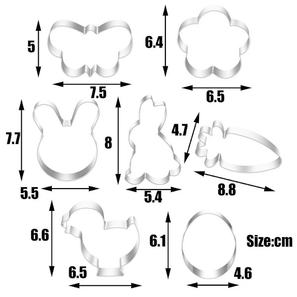 Mordely 7st/ set 3D påskkaninägg form