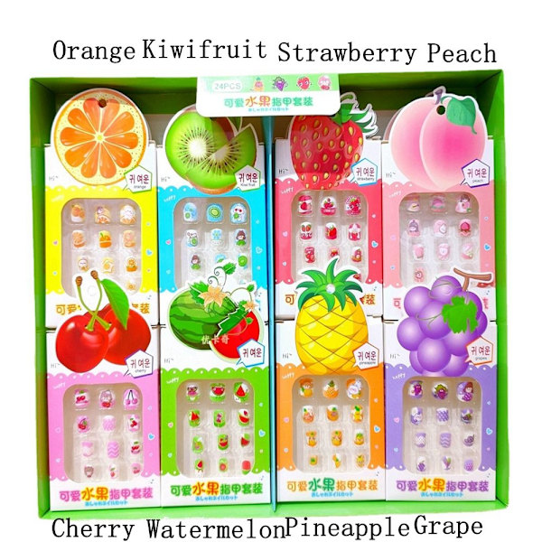 Mordely 24st/kartong Frukt Barn lösnaglar Bärbara JORDGubbar JORDGubbar Strawberry