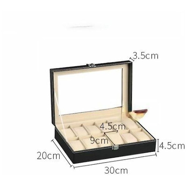 Mordely Watch Box Pu Leather 12 Grid Watch Storage Box Display Stand For Storage 12 Watches Stylish Gift
