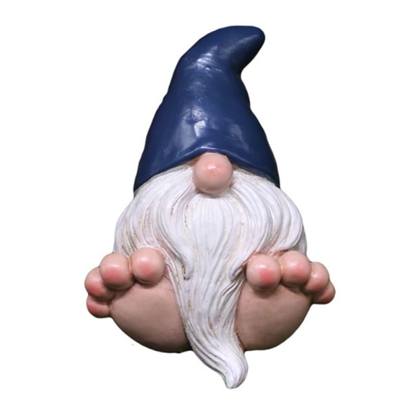 Mordely Miniatyr Gnome Figurines Big Feet Dwarfs Statue BLÅ blue