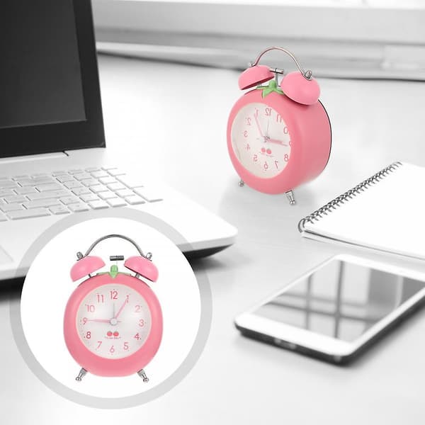 Creative Cartoon Tomato Alarm Clock, Vegetable Designed Alarm Clock, Practical Household Clock, Children's Cartoon Clock - Pink