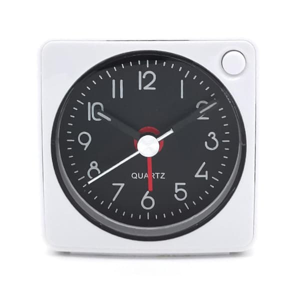 2023 Mini Alarm Clock, Silent Sweep, No Ticking, Auto Back Light And Snooze Function, Travel Use (white/black Dial/black White Hands)