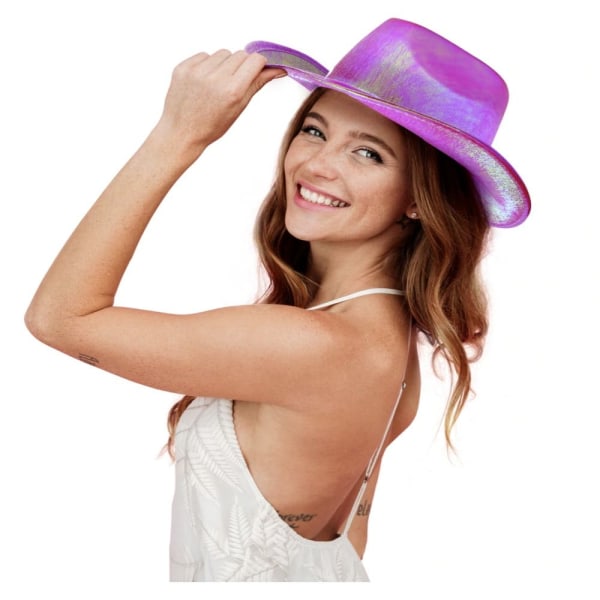 Iriserande Cowboyhatt Jazzhatt VIT white