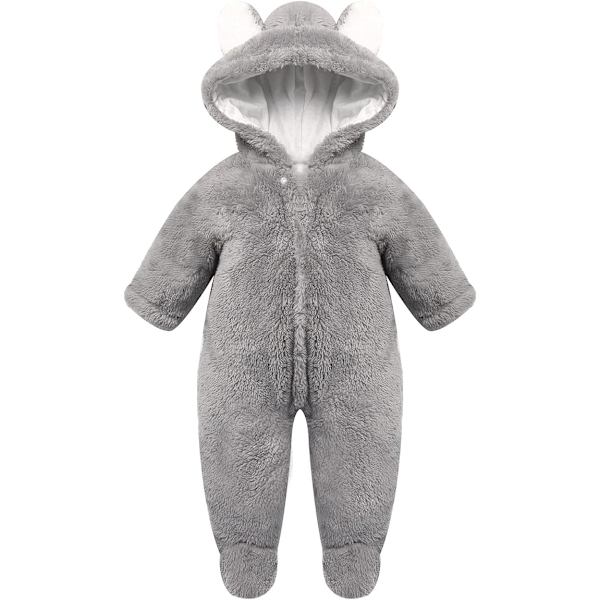 Mordely Newborn romper med björnmotiv med huva grey 6m