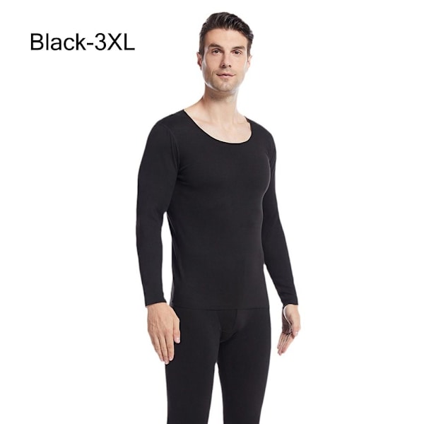 Thermal för män Helt set Long Johns Top & Bottom SVART Black 3XL