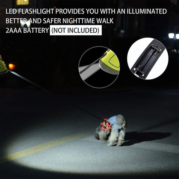 2023 Retractable Dog Leash 5m With Led Flashlight For Small Medium Big Breed Dogs, Extendable Leash For Night Walks