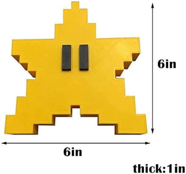 Retro Super Mario Pixel Star Christmas Tree Topper 3D Star Shape