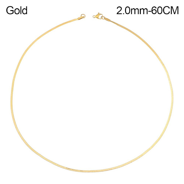 Mordely 18"/20" platt ormkedja fiskbenshalsband Gold 2.0mm-60CM