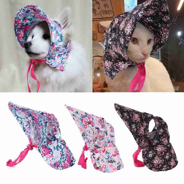 Pet Blommig Hat Hund Visir Cap BLUE blue M